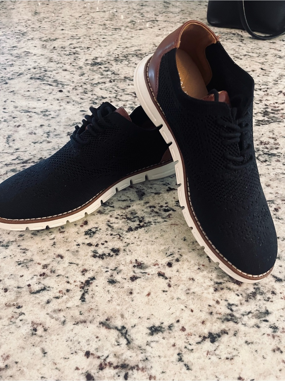 NAUTICA Men’s Black Shoes 9 Knit Brown Leather Casual Dress Wrenwood